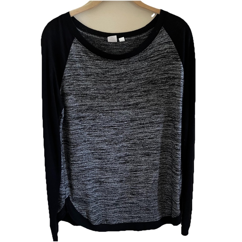 Gap Long Sleeve Black Gray Long Sleeve Knit Top Sz S Soft Comfortable Fall Light